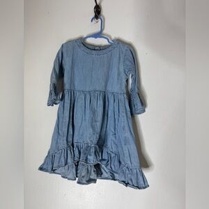 RuffleButts Toddler Girl Long Sleeve Denim‎ Ruffled Tunic Top Dress 4t